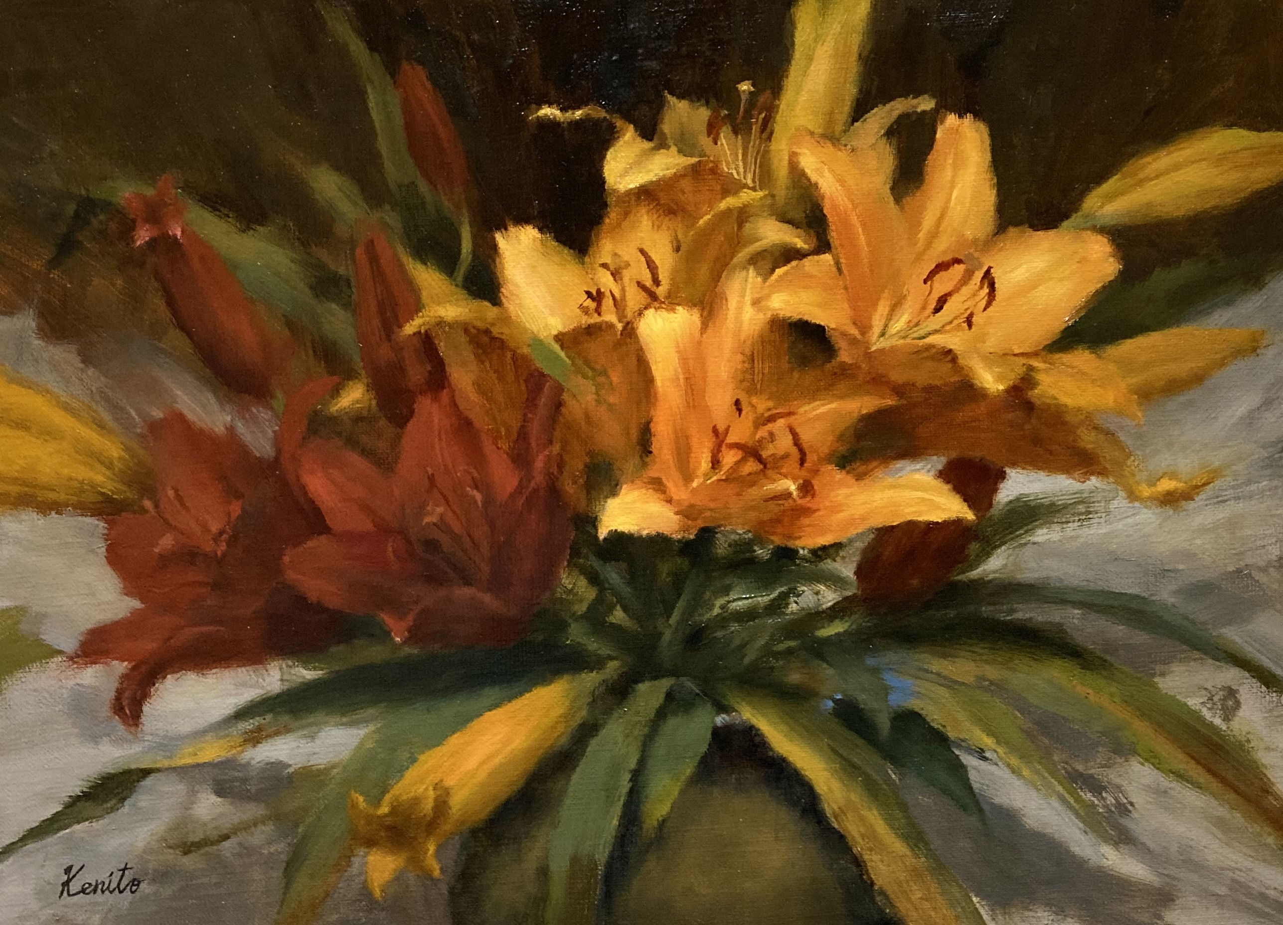 Orange and red lilies